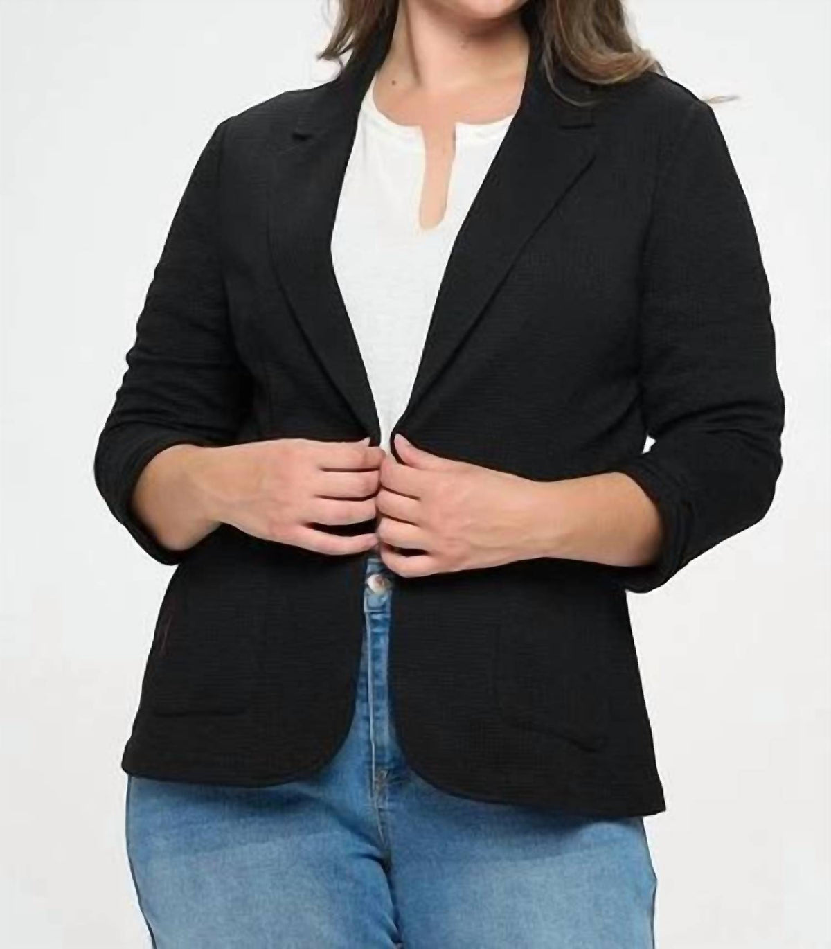 Doe And Rae - Shirred Textured Blazer