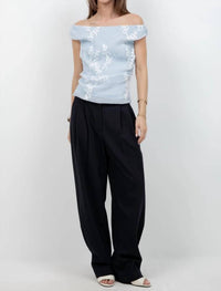 Whiteroom+Cactus - Embroidered Soft Woven Off Shoulder Blouse