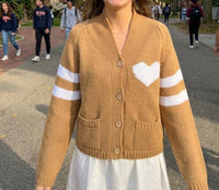 Pink Pineapple - Varsity Chunky Heart Cardigan