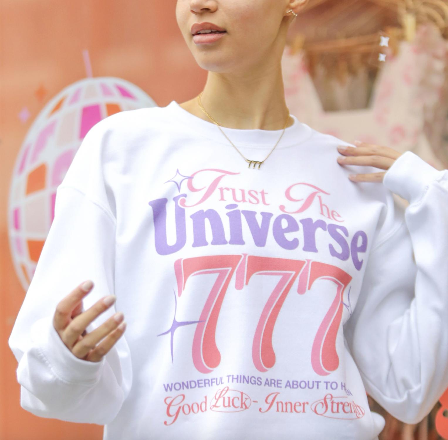 Mure + Grand 777 Trust the Universe Sweatshirt in white - women's top