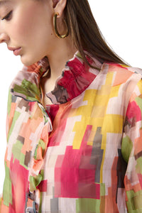 Joseph Ribkoff - Geo Print Ruffled Jacket
