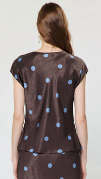 Current Air - Polka Dot Draped Cowl Neck Blouse