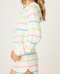 Pj Salvage - Limes Sunshine Stripe Full Zip Hoodie