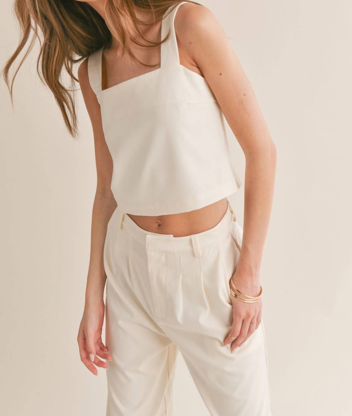 Sage The Label - Follow Me Relaxed Open Back Crop Woven Top