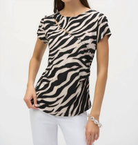 Joseph Ribkoff Casual Zebra-print Pullover in multi - women's t-shirt