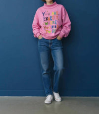 Bucketlist - Reversible Graphic Mock-neck Crop Sweatshirt