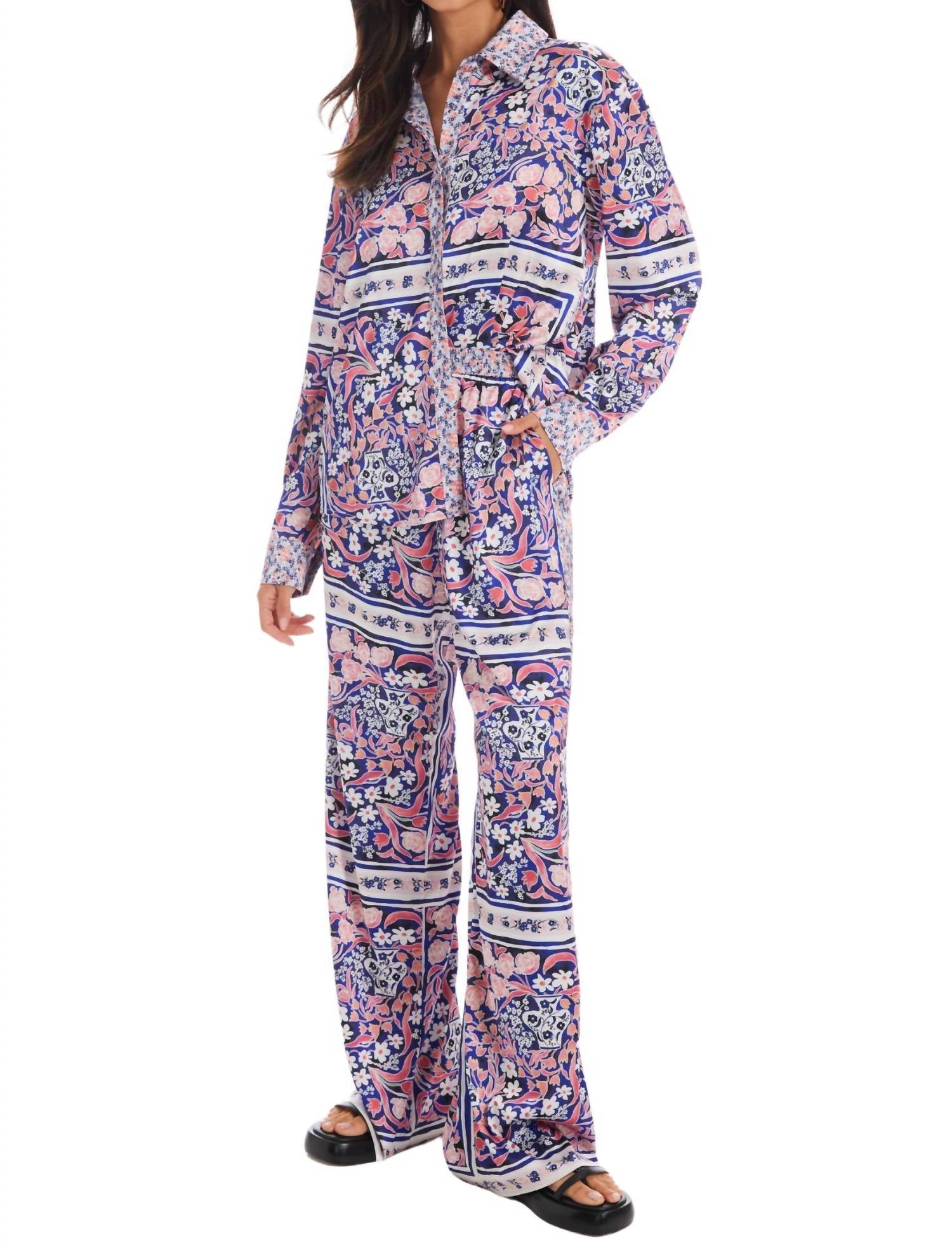 ALLISON NEW YORK Mia Button Down Shirt in floral scarf - women's blouse - alternate view