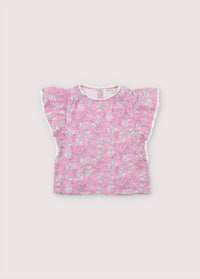 The New Society Girls Melina Blouse in peony hibiscus print - kids' blouse