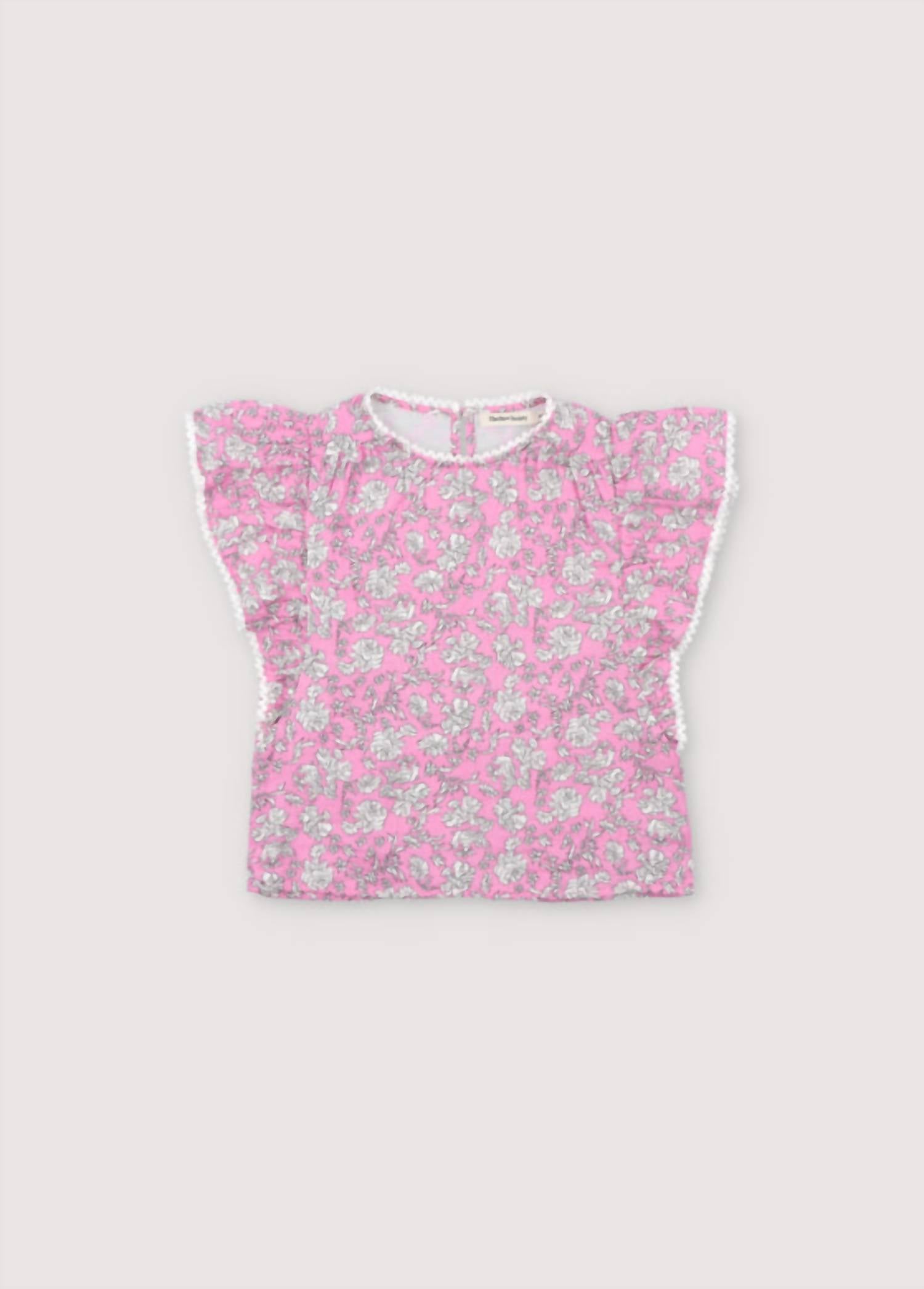 The New Society Girls Melina Blouse in peony hibiscus print - kids' blouse