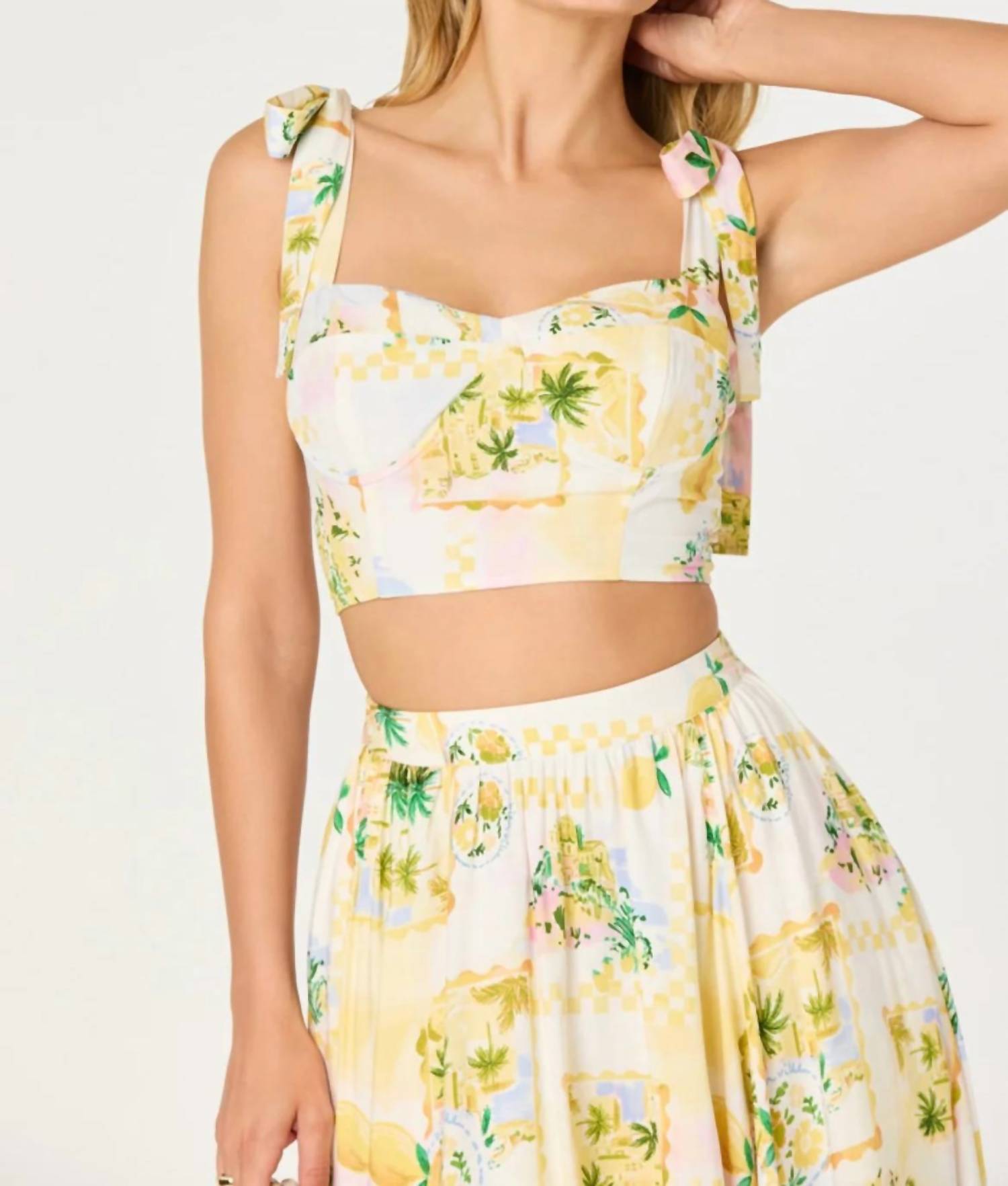 Astr - Kaleigh Bustier Top And Midi Skirt Set