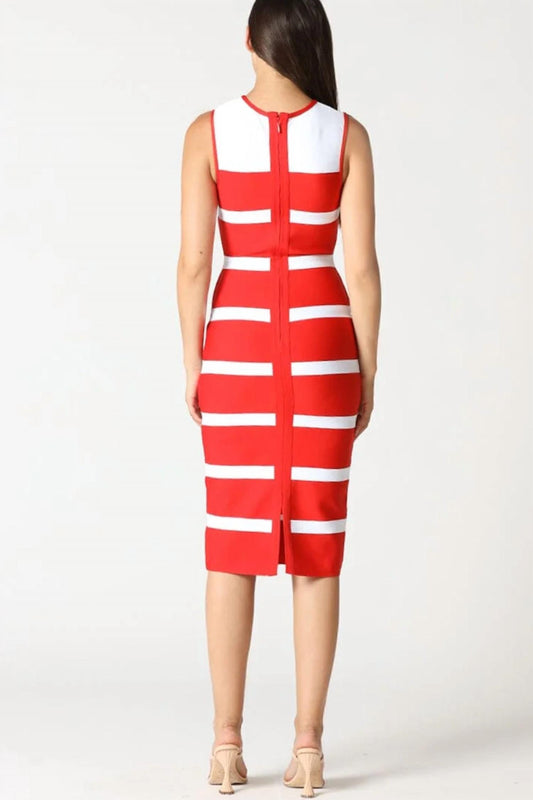 Gracia - Colorblock Zip-back Bodycon Dress