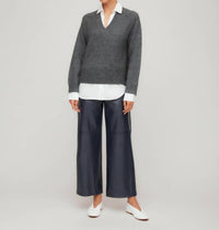 Fifteen Twenty - Faux Patent Leather Cropped Pants