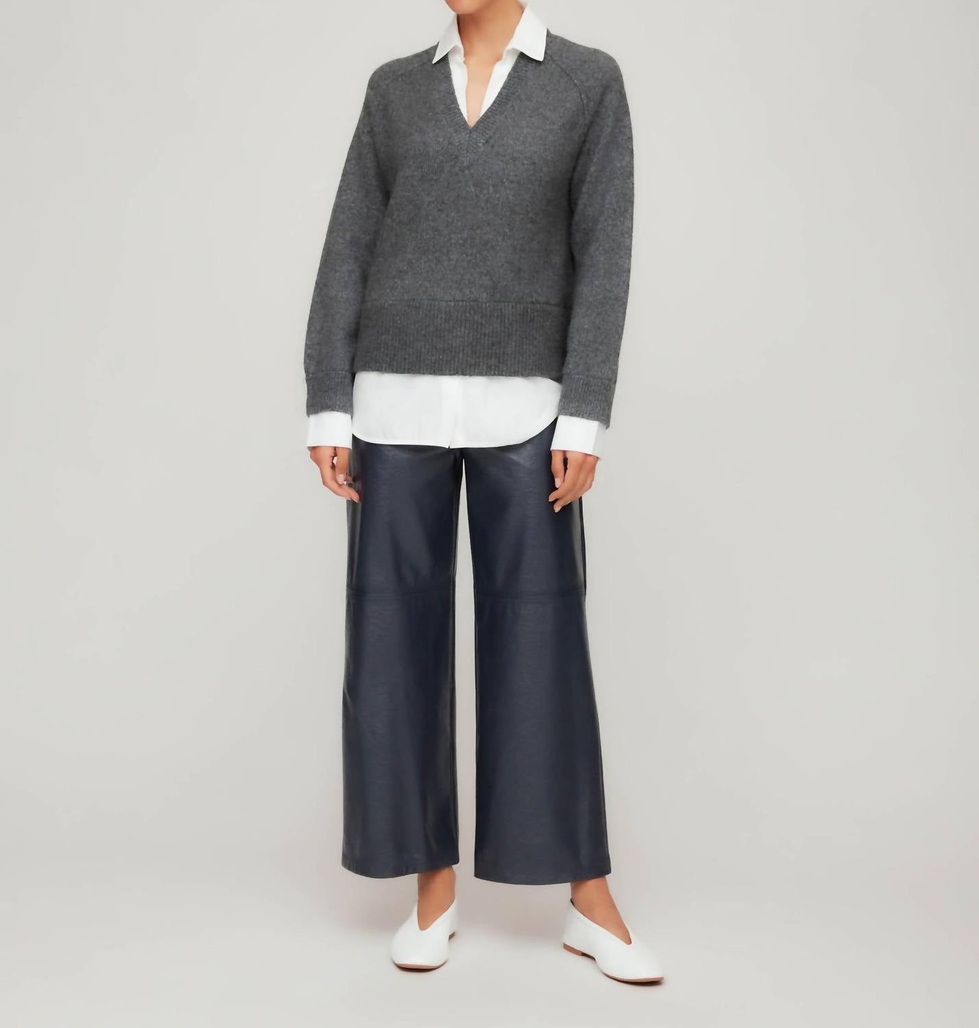 Fifteen Twenty - Faux Patent Leather Cropped Pants