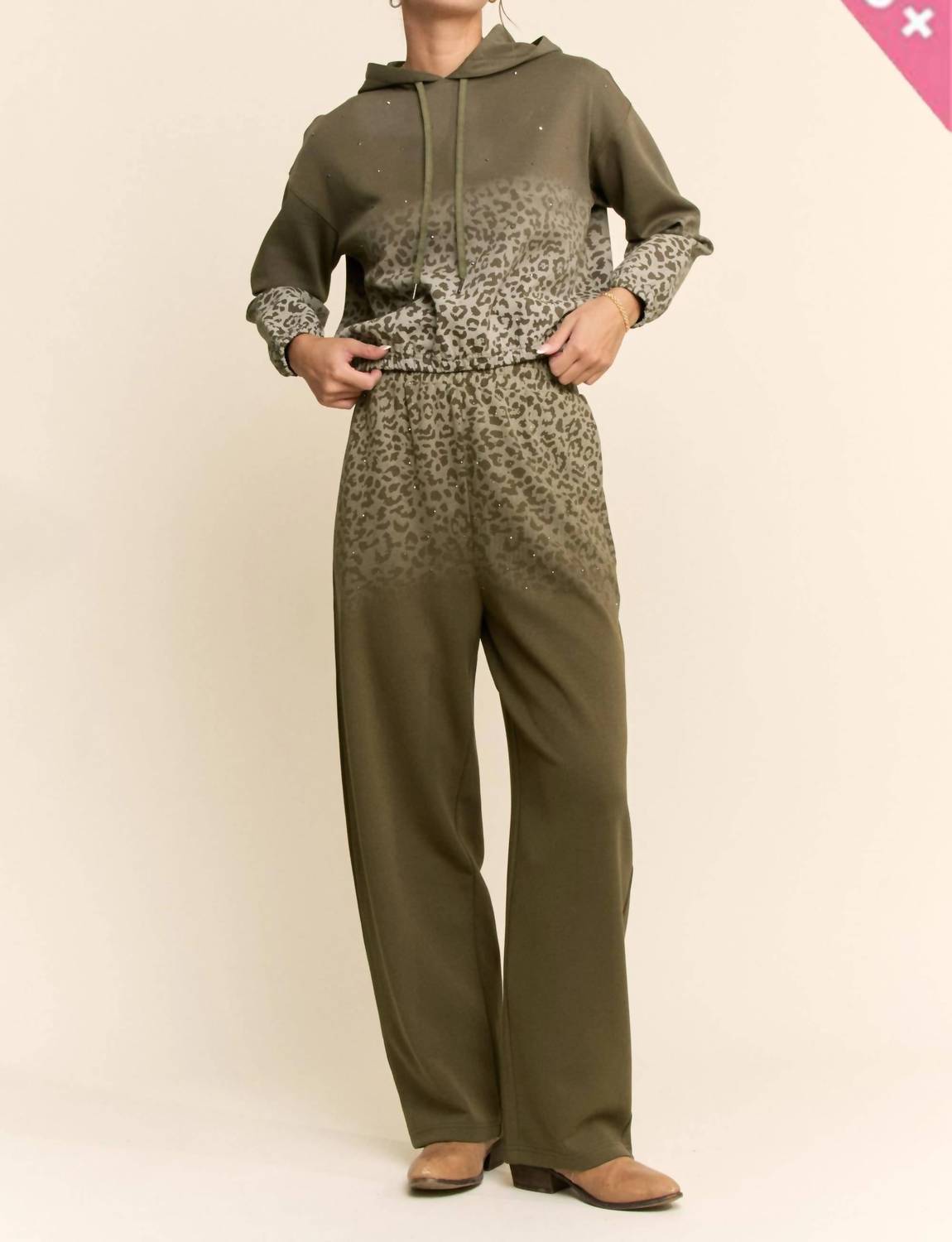Davi & Dani - Leopard Ombre Knit Wide-leg Pants
