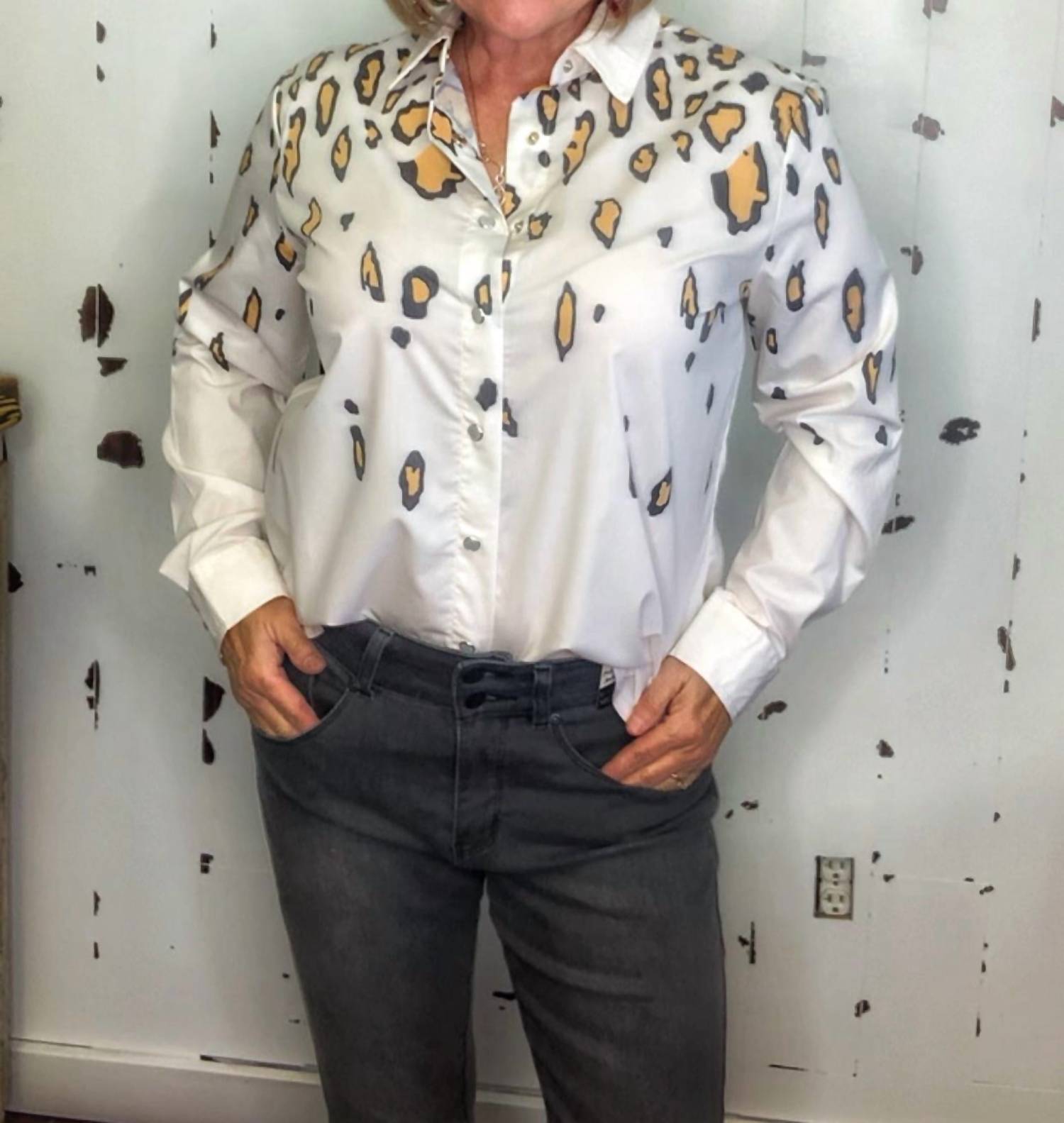 Lucky & Blessed - Cheetah Button Up Top