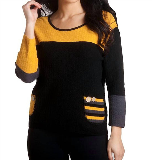 Boucle Striped Pocket Sweater