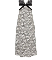 Nina Ricci - All-over Logo Print & Lace Insert Midi Dress With Fine Straps