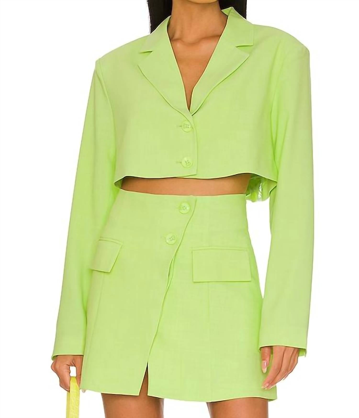 WE WORE WHAT Boxy Cropped Blazer in sharp green - women's jacket