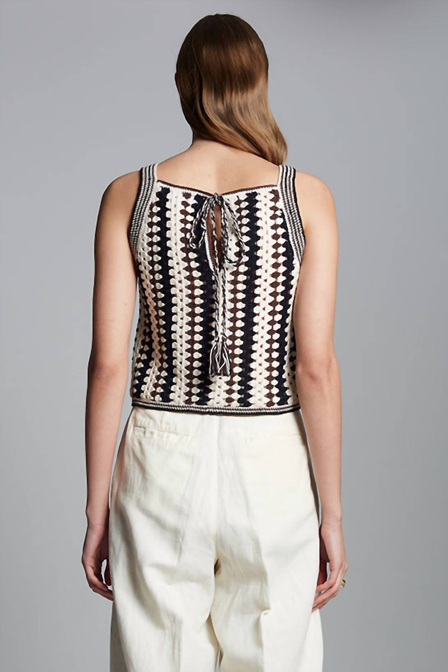 Eleven Six - Crochet Vertical Stripe Tank Top