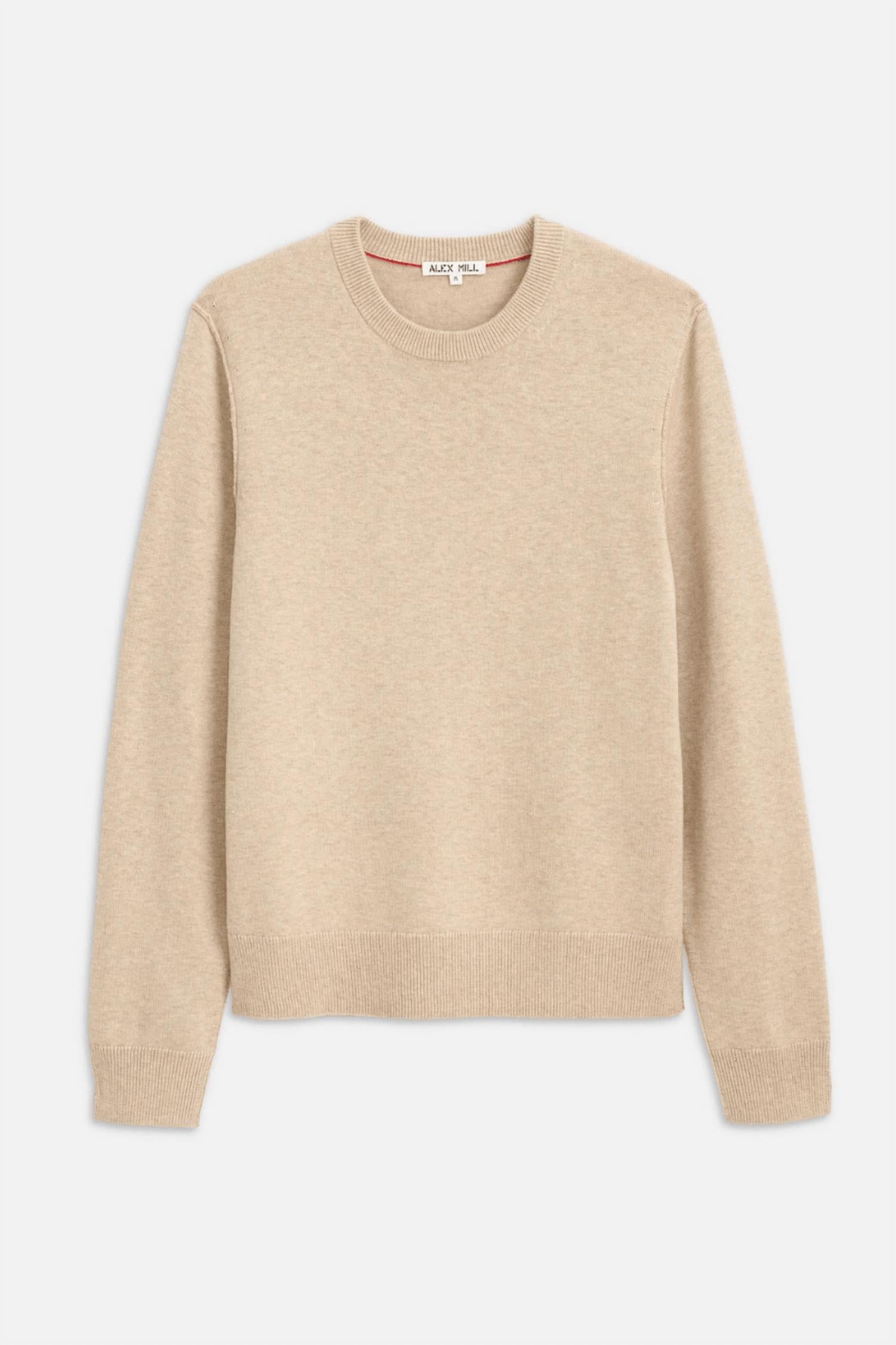 ALEX MILL Reverse Seam Crew Sweater in light camel - men's sweater - alternate view