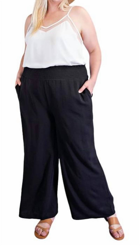 Ee:Some - Wide Leg With Smocked Waist Pants