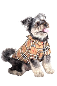 The Worthy Dog Button-down Pet Shirt in tan plaid - item