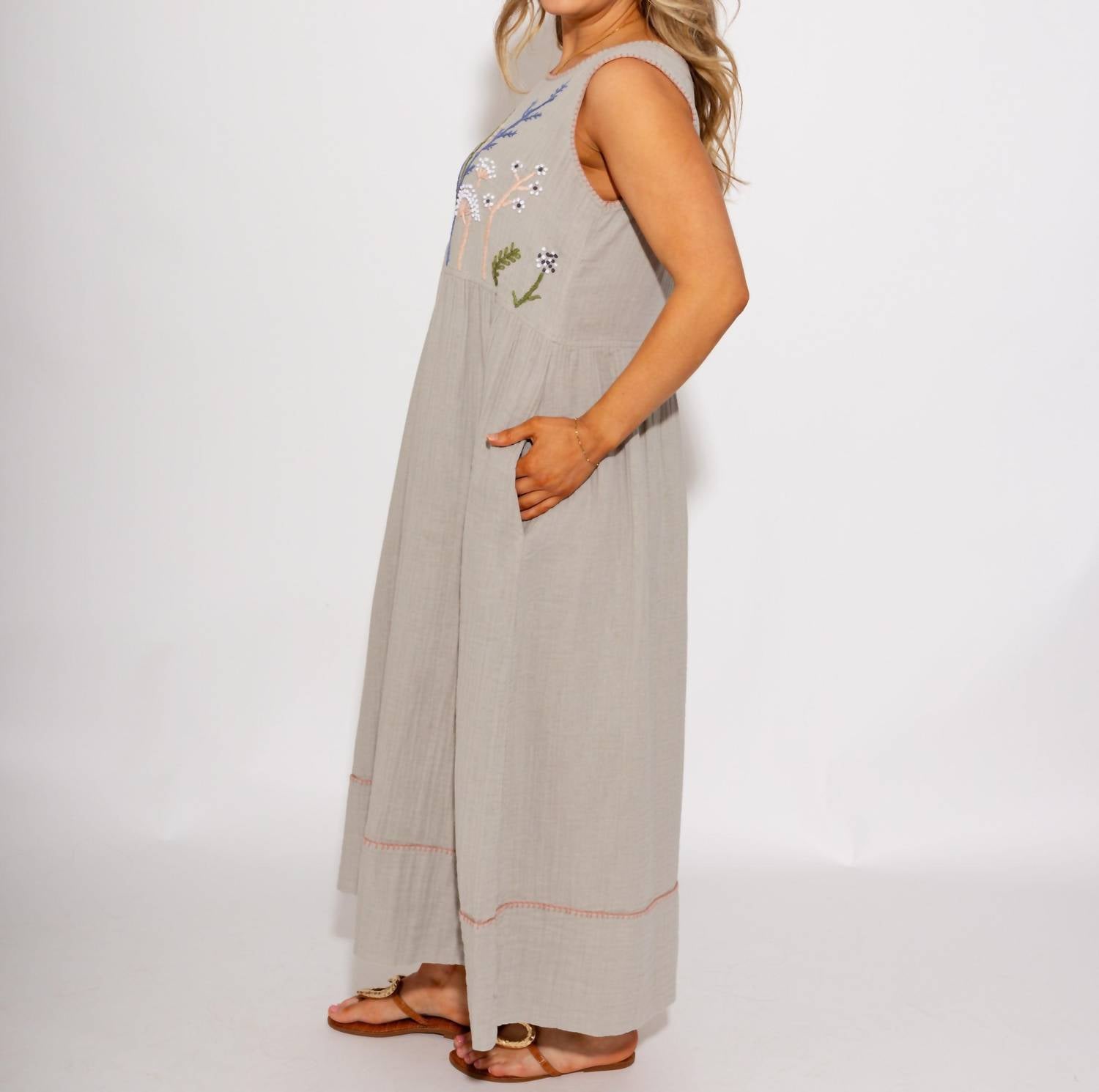 Ivy Jane Growing Flowers Dress in beige - women's dress - detail view