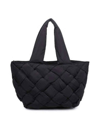 SOL and SELENE Women's Intuition East West Woven Nylon Tote in black - women's bag