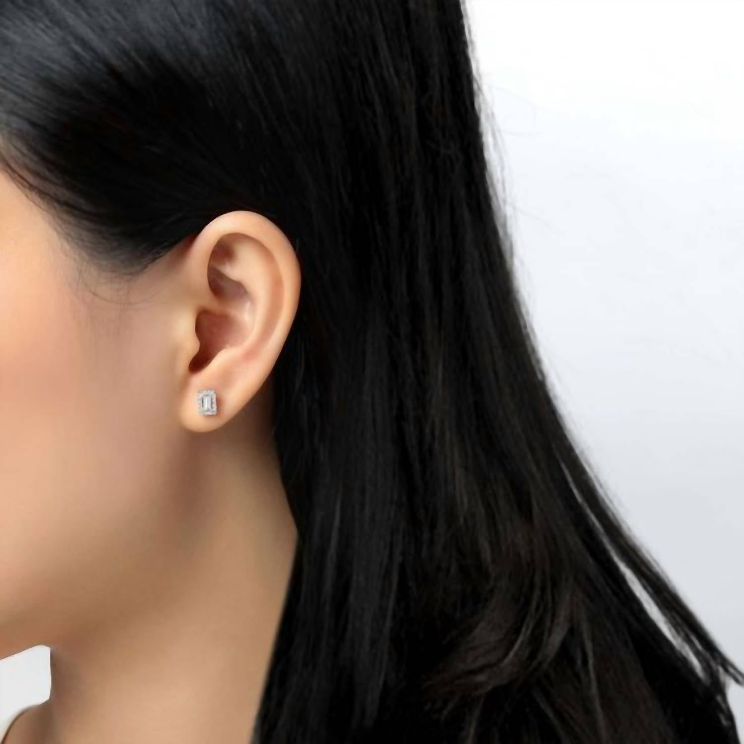 Lafonn - Women's Baguette Halo Stud Earrings