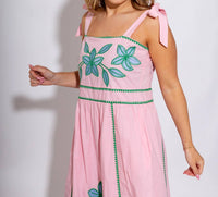 Thml - Embroidered Tie Strap Midi Dress