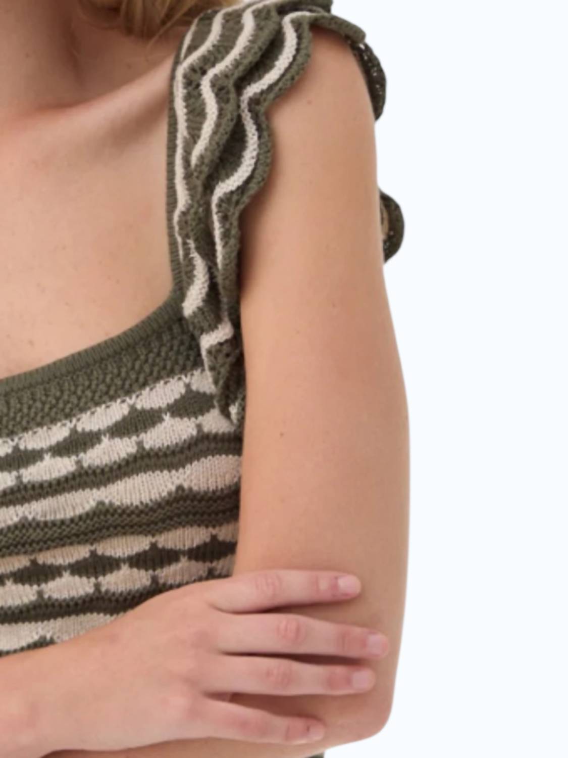 Autumn Cashmere - Two Tone Tank With Flutter Sleeves