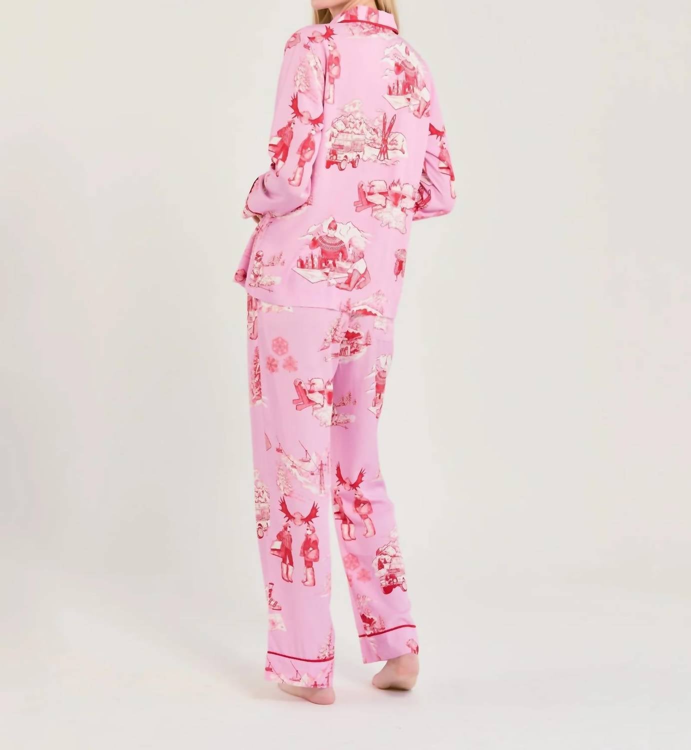 Katie Kime - Women's Apres Ski Toile Long Sleeve Pajama Pants Set
