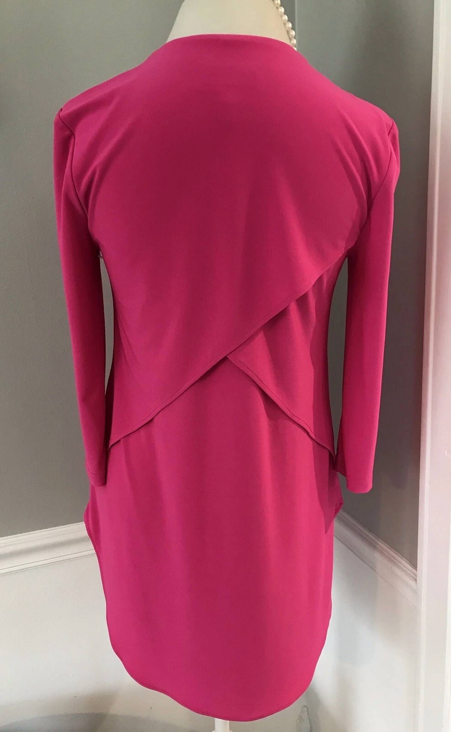 Joseph Ribkoff Women's Drape Front Tunic Top in hot pink - women's shirt - detail view