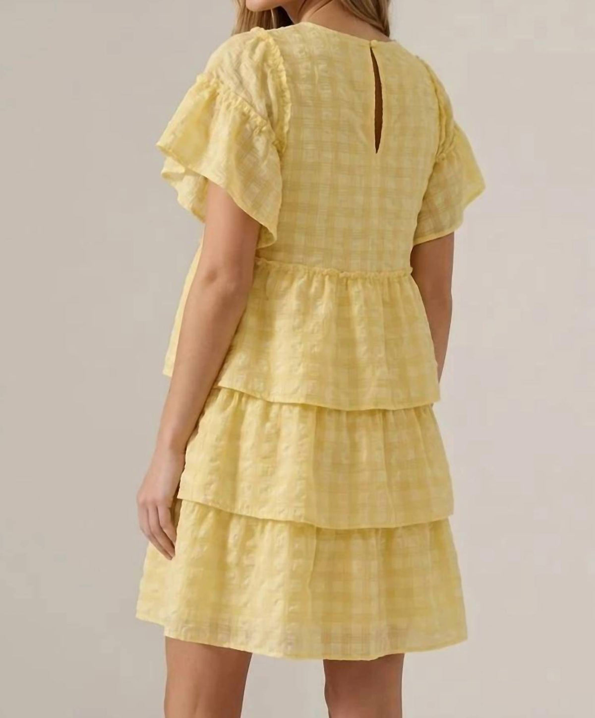 Doe And Rae - Seersucker Gingham Tiered Mini Dress