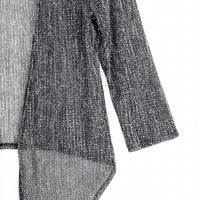 Clara Sun Woo Sheer Shimmer Modern Tie Front Cardigan in silver - women's cardigan - view 6