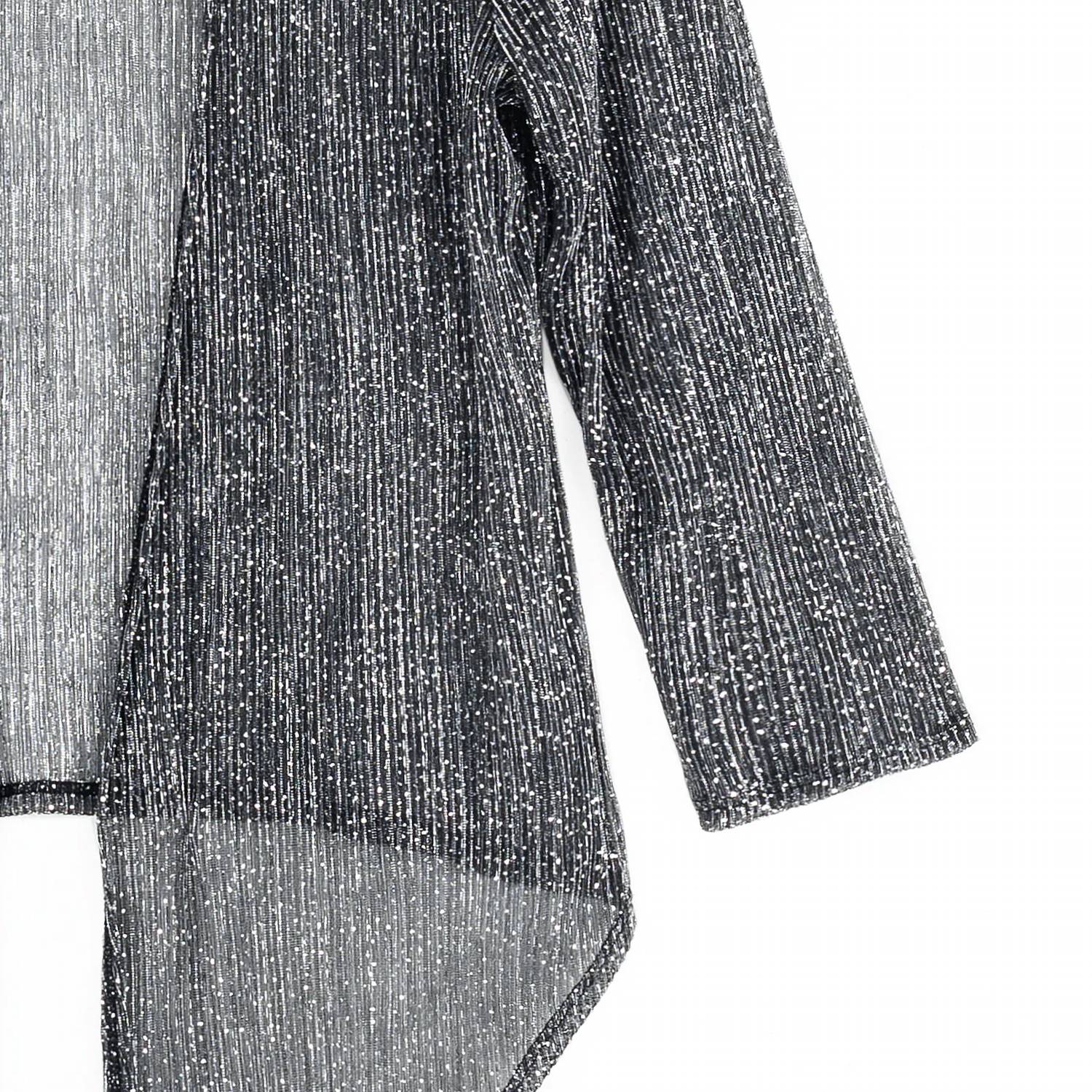 Clara Sun Woo Sheer Shimmer Modern Tie Front Cardigan in silver - women's cardigan - view 6