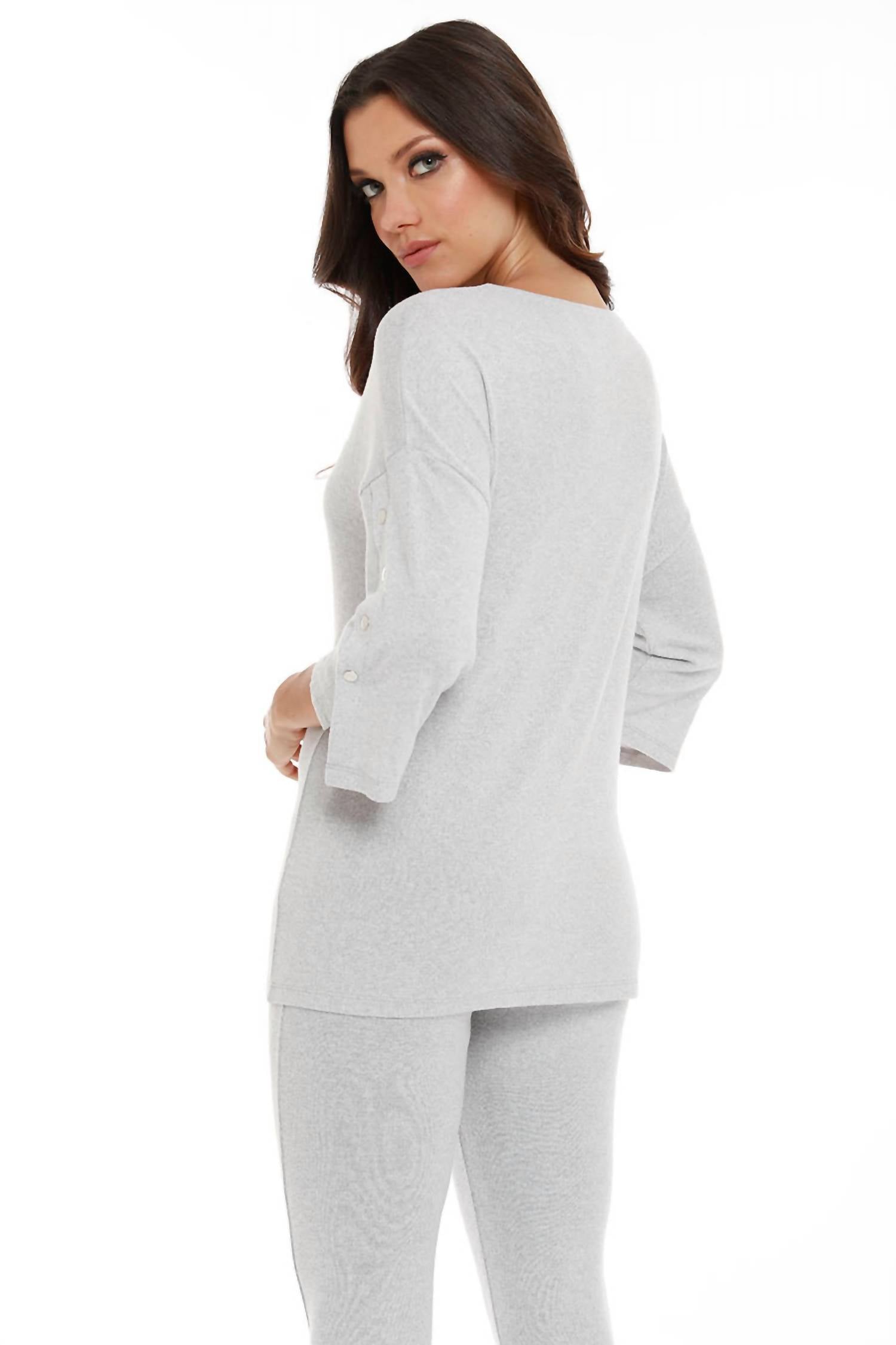 Adriana Kashmira 3/4 Button Sleeve Sweater