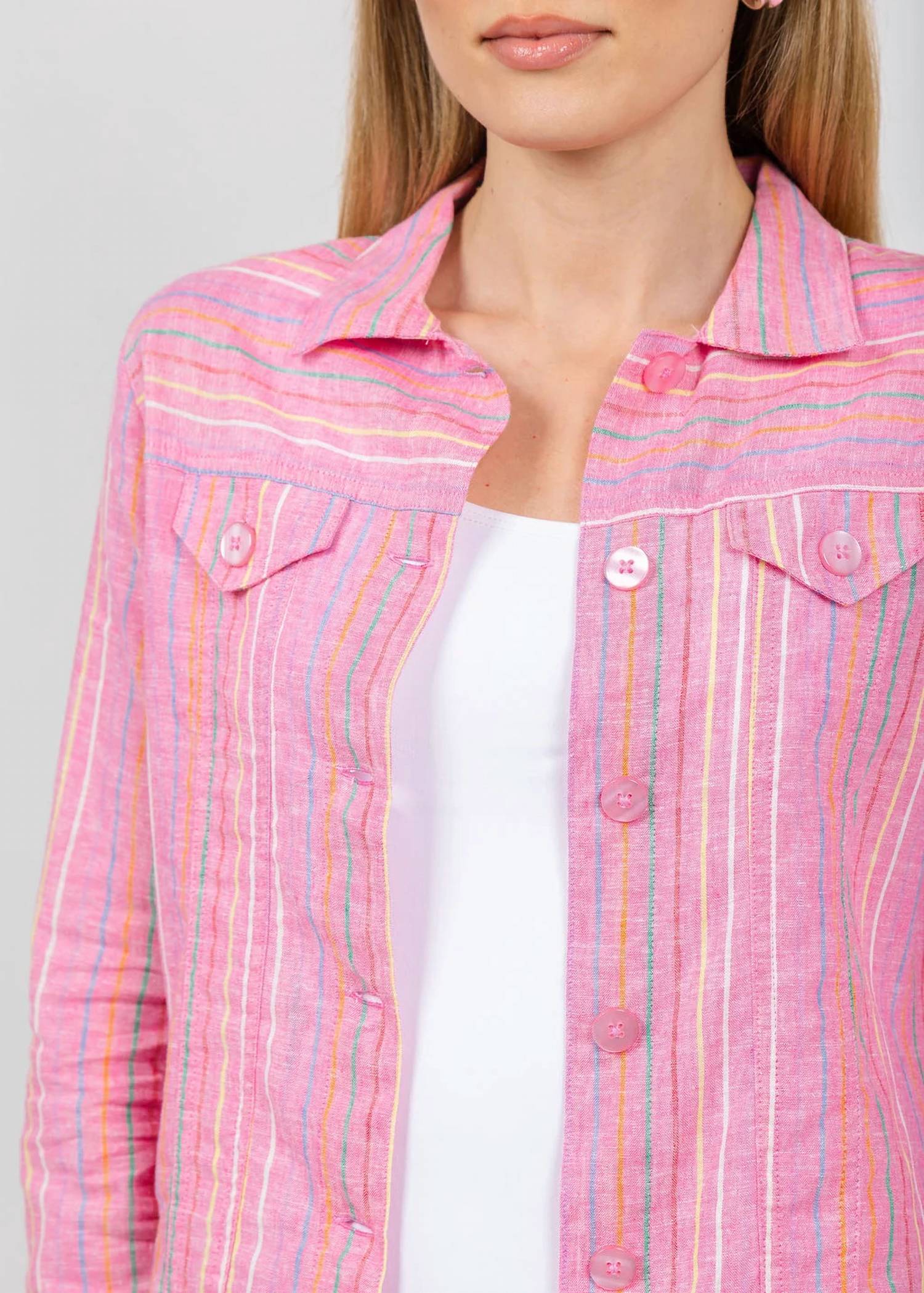 Pure Amici - Long Sleeves Linen Jacket