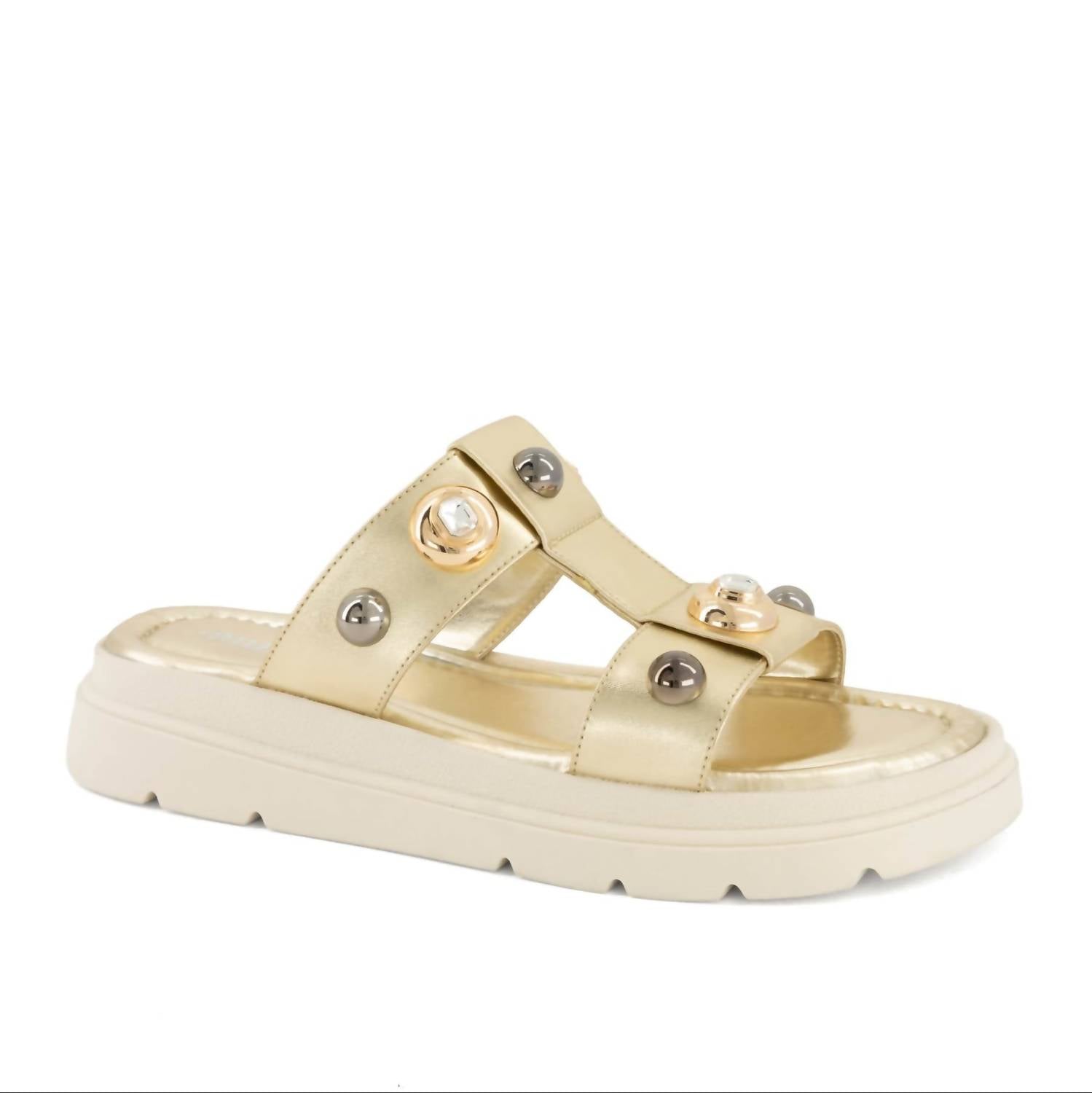 Andrea Women's Adorned With Decorative Studs Sandal in gold - women's sandal