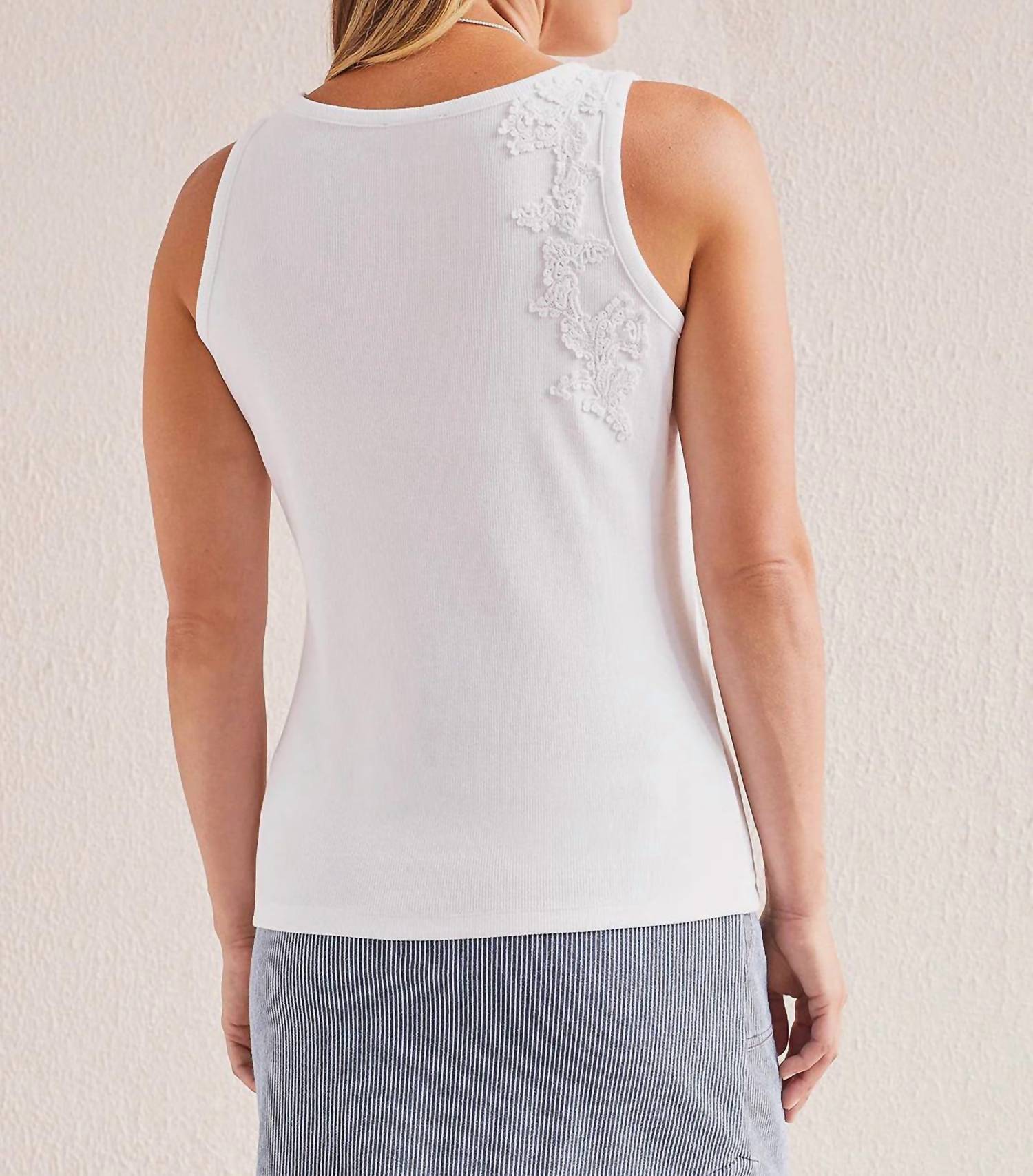 Tribal - Riley Ribbed Tank Top With Lace Detail