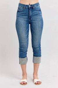 Judy Blue - High Rise Tummy Control Cuff Capri Denim Jeans