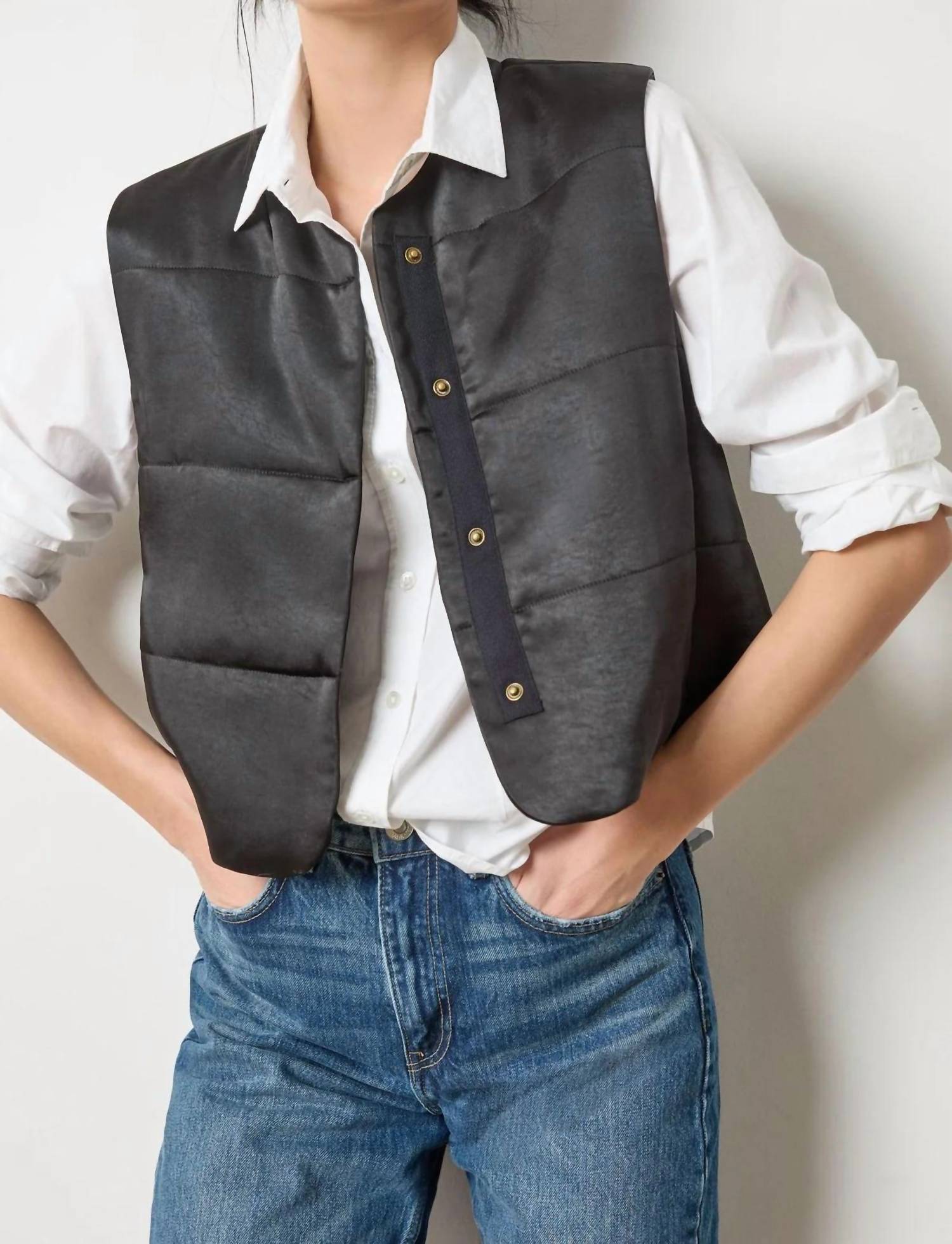 Lilla P - Women's Satin Quilted Vest