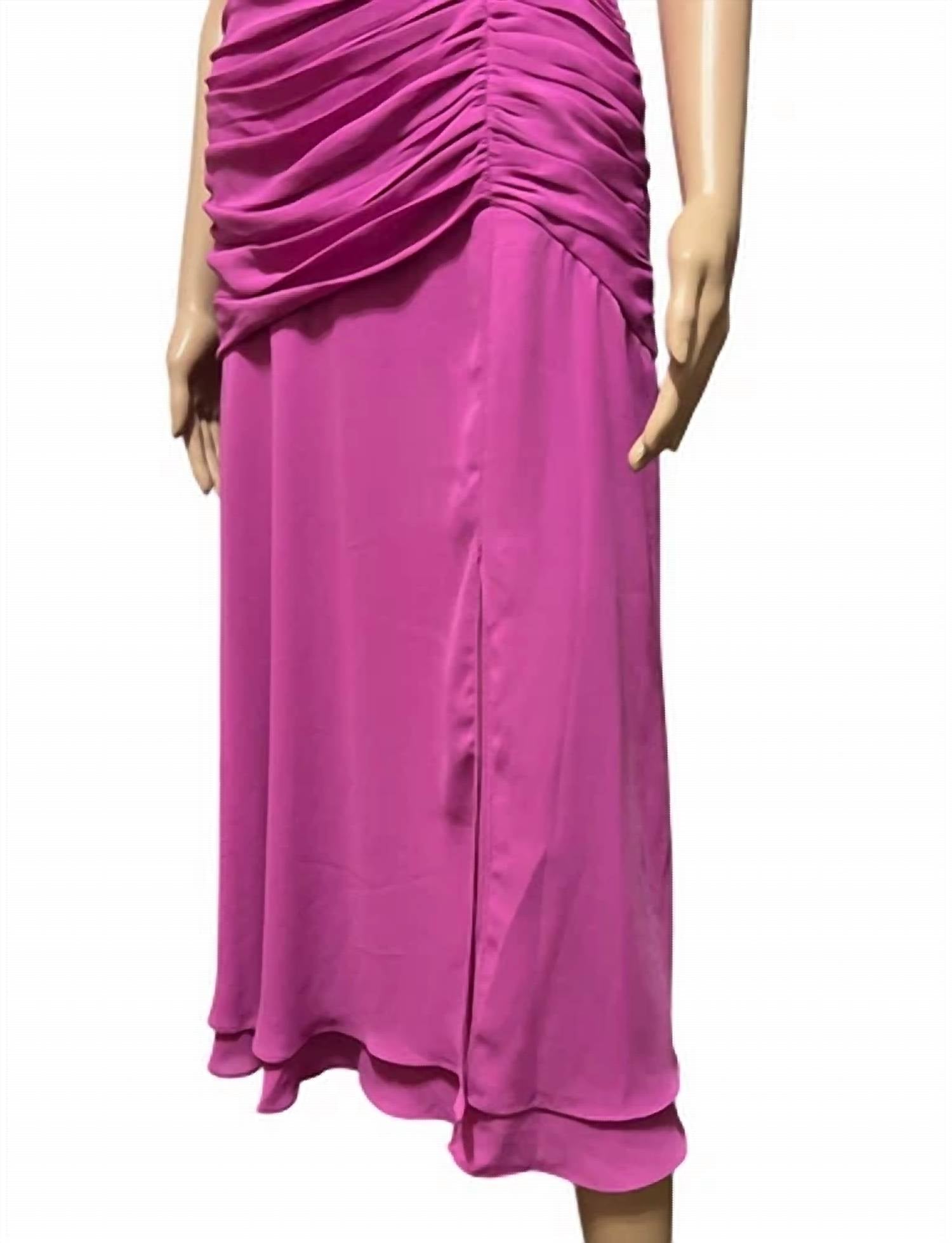 Adelyn Rae - Surplice V-neck Short Flutter Sleeve Ruched Bodice Midi Dress