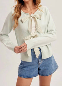 Hem & Thread - Striped Bows Sweater