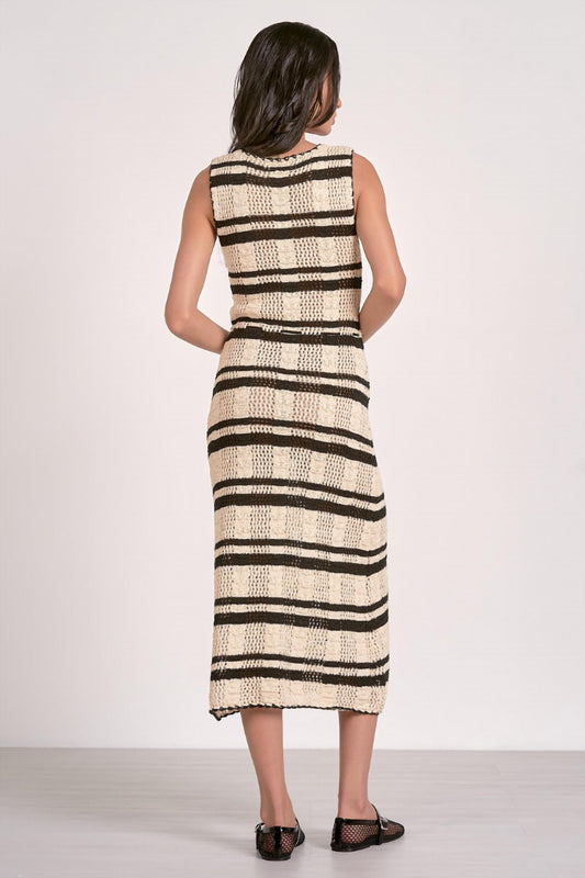 Elan - Striped Crochet Knit Dress