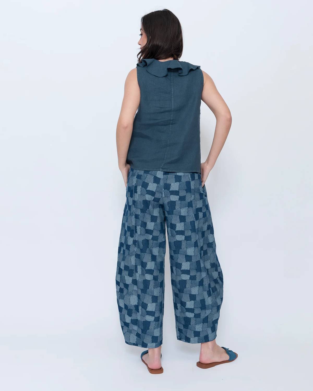 Blueberry - Wave Neck Sleeveless Top