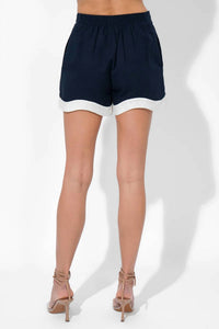 Adelyn Rae - Jora Scalloped Linen Trim Pull Up Shorts
