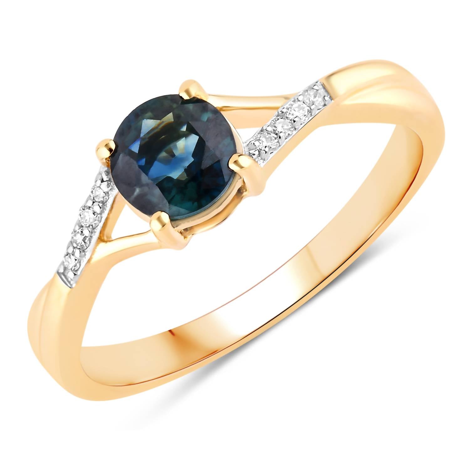 Diana M Jewels Women's Round Natural Blue Sapphire Fashion Ring (0.88 Ct) - Delicate in 14k yellow gold - women's jewelry