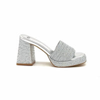Exe - Women's Metallic Braided Block Heel Mule