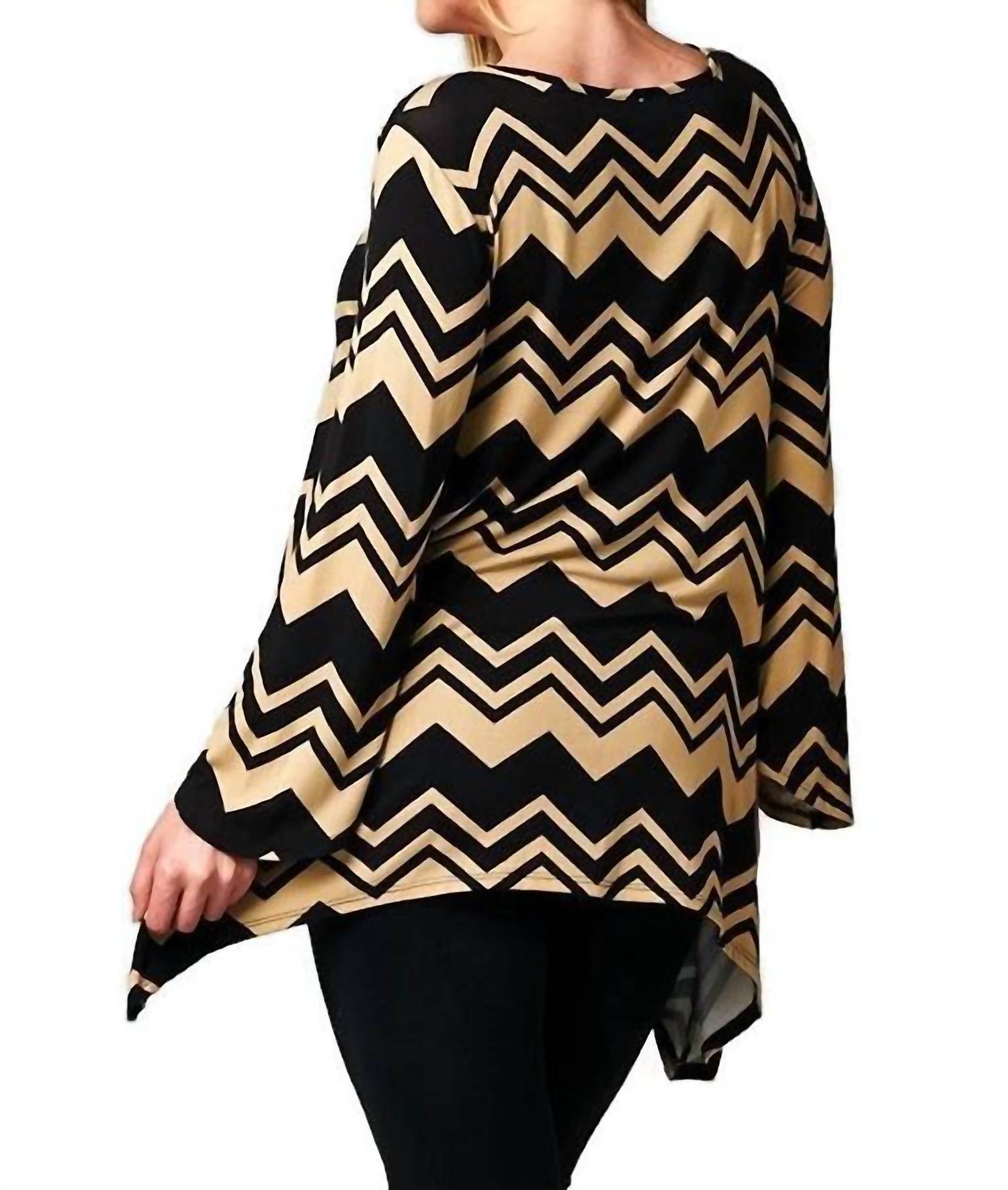 Emerald Fashion - Chevron Long Sleeve Tunic Plus